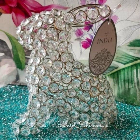 Beaded Crystal Rhinestone Gem Luxe Sitting Easter Bunny Rabbit Egg Decor Figure - Picture 7 of 7